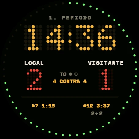 Aspecto Marcador: reloj LED de matriz de puntos en ámbar y marcador rojo