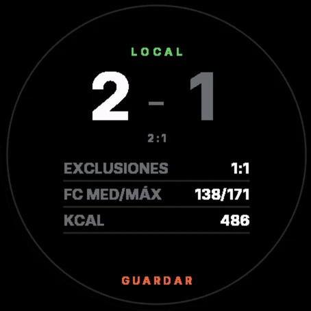 Resumen del cronometrador: 2–1, exclusiones, pulso y calorías