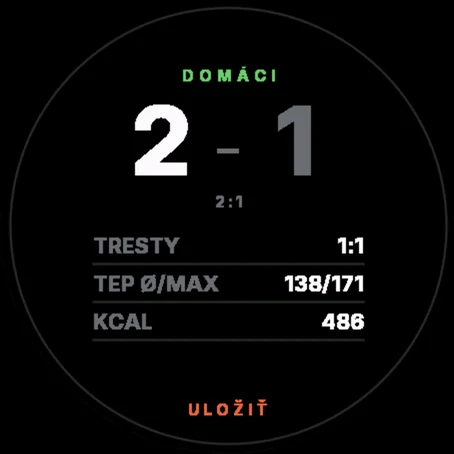 Súhrn zápasu pri meraní: 2–1, tresty, tep a kalórie