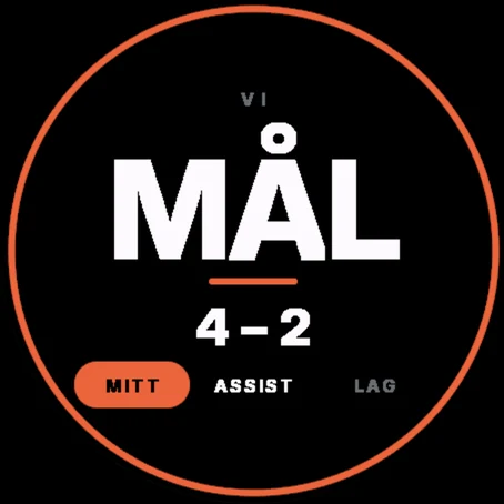 Mål i spelarläget: MÅL, 4–2 och valet mitt, assist eller lag
